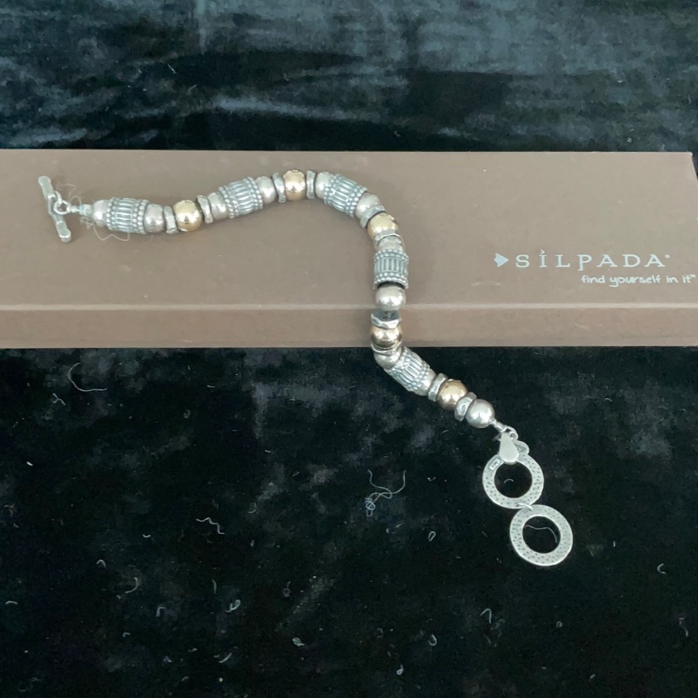 Silpada Silver and Brass Beaded Toggle Bracelet